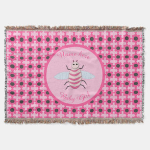 Hübsch Pink Baby Girl Bee Custom Decke