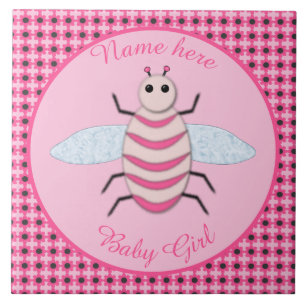 Hübsch Pink Baby Girl Bee Custom Fliese
