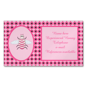 Hübsch Pink Baby Girl Bee Custom Kindermädchen Magnetische Visitenkarte