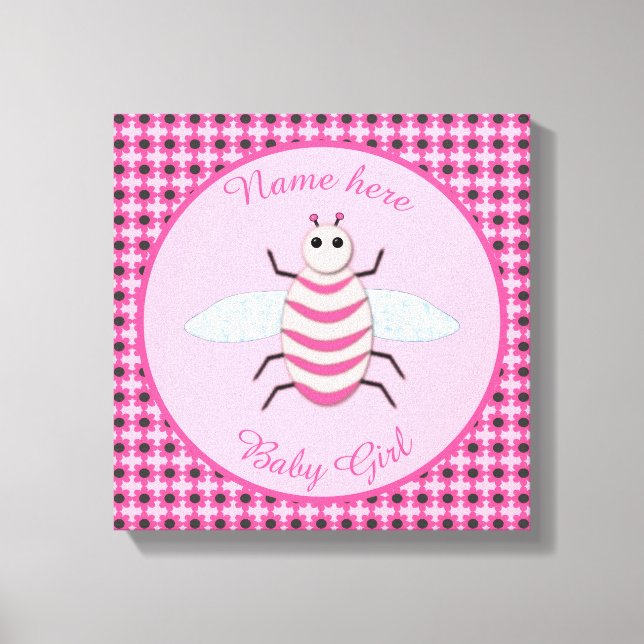 Hübsch Pink Baby Girl Bee Custom Leinwanddruck (Vorderseite)