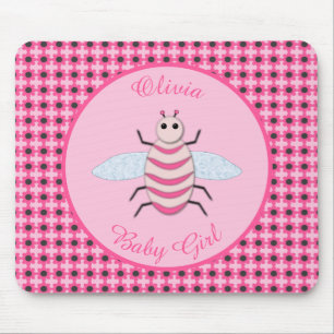 Hübsch Pink Baby Girl Bee Custom Mousepad