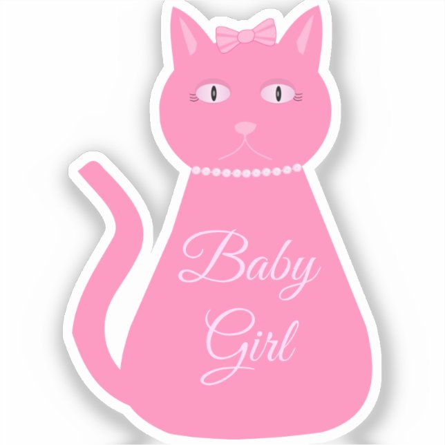 Hübsch Pink Baby Girl Cat Custom Aufkleber (Vorderseite)