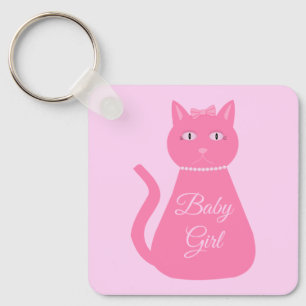 Hübsch Pink Baby Girl Cat Custom Baby Dusche Gefal Schlüsselanhänger