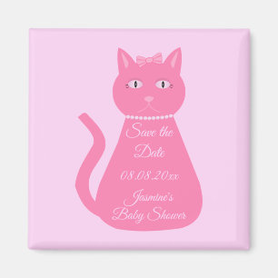 Hübsch Pink Baby Girl Cat Custom Baby Dusche Magnet