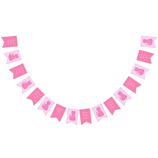 Hübsch Pink Baby Girl Cat Custom Baby Dusche Wimpelkette (Alle)