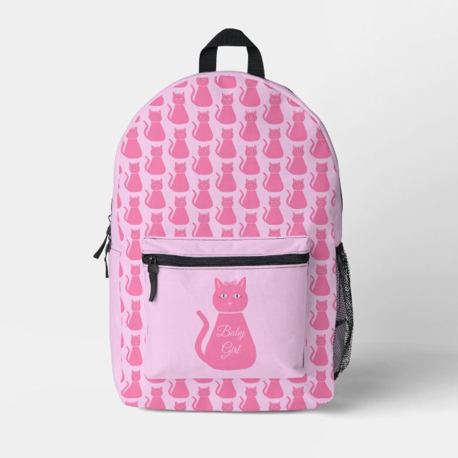 Hübsch Pink Baby Girl Cat Custom Bedruckter Rucksack (Vorderseite)