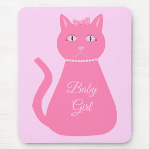 Hübsch Pink Baby Girl Cat Custom Mousepad