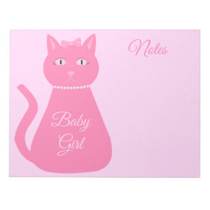 Hübsch Pink Baby Girl Cat Custom Notizblock