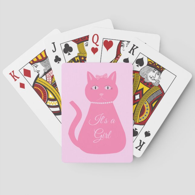 Hübsch Pink Baby Girl Cat Custom Spielkarten (Rückseite)