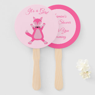 Hübsch Pink Baby Girl Fox Custom Baby Dusche Fächer