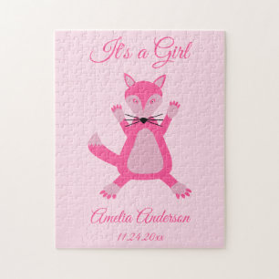 Hübsch Pink Baby Girl Fox Geburtserklärung