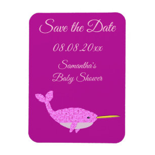 Hübsch Pink Baby Girl Narwhal Baby Dusche nach Maß Magnet