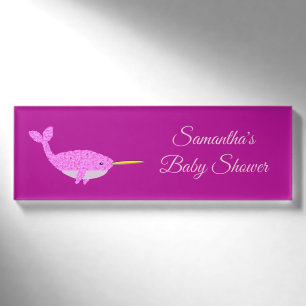 Hübsch Pink Baby Girl Narwhal Baby Dusche nach Maß Namenschild