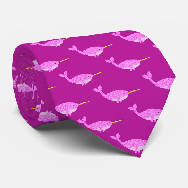 Hübsch Pink Baby Girl Narwhal Gemustert Krawatte (Gerollt)