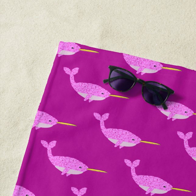 Hübsch Pink Baby Girl Narwhal Gemustert Strandtuch (Beispiel)