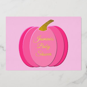 Hübsch Pink Baby Girl Pumpkin Baby Dusche Custom Folieneinladung
