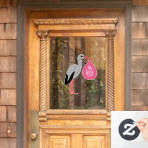 Hübsch Pink Baby Girl Stork Baby Dusche Fensteraufkleber