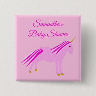 Hübsch Pink Baby Girl Unicorn Custom Baby Dusche Button