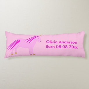 Hübsch Pink Baby Girl Unicorn Custom Birth Seitenschläferkissen