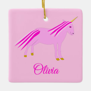 Hübsch Pink Baby Girl Unicorn Keramikornament