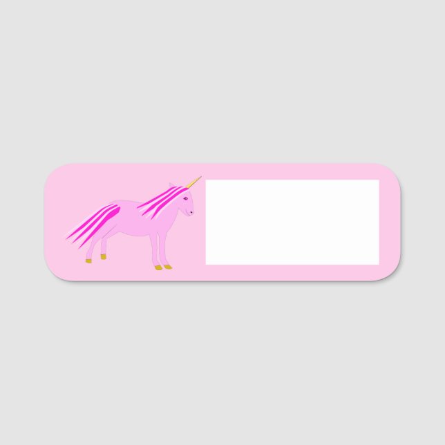 Hübsch Pink Baby Girl Unicorn Namensschild (Vorderseite)