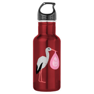 Hübsch Pink Baby Storch Edelstahlflasche