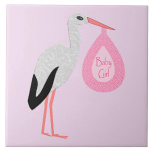 Hübsch Pink Baby Storch Fliese