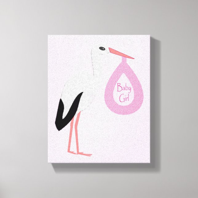 Hübsch Pink Baby Storch Leinwanddruck (Vorderseite)