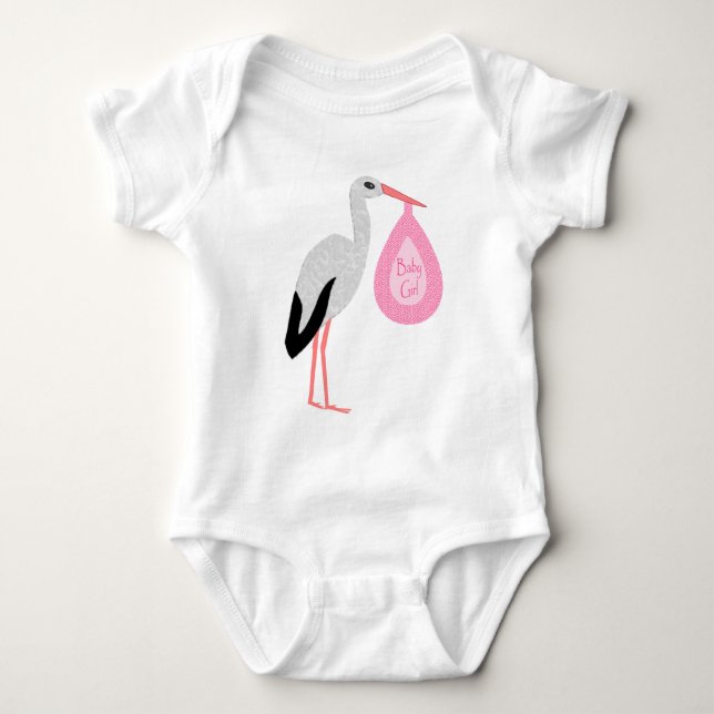 Hübsch Pink Baby Storch Strampler (Vorderseite)