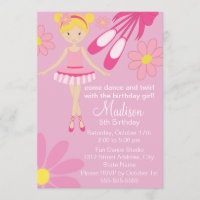 Hübsch Pink Ballerina Tanz Geburtstag Einladung