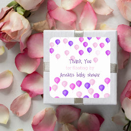 Hübsch Pink Balloons Babydusche Quadratischer Aufkleber