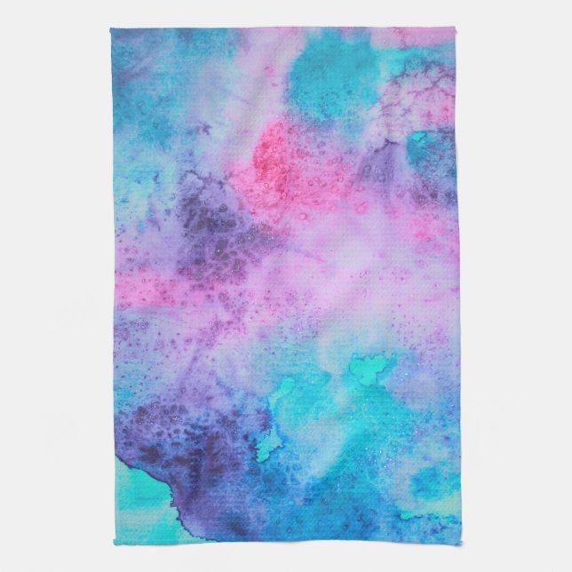 Hübsch Pink Blau Lila Salatfarben Kunst, Dichtung  Geschirrtuch (Vertikal)