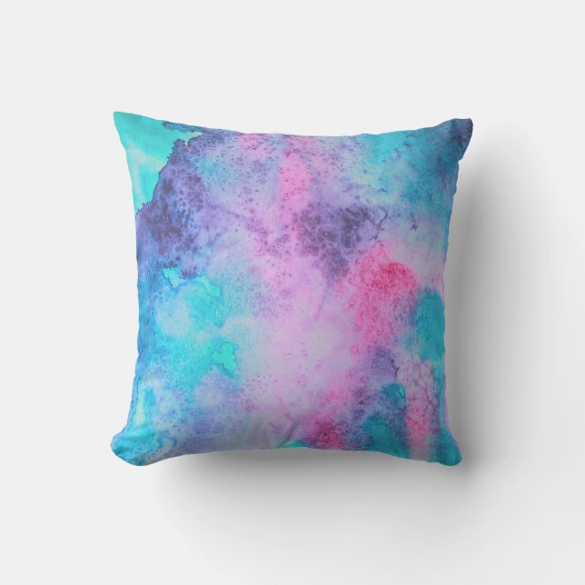 Hübsch Pink Blau Lila Salatfarben Kunst, Dichtung  Kissen (Vorderseite)