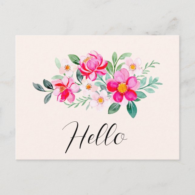 Hübsch Pink Blume Bouquet Hallo Postkarte (Vorderseite)