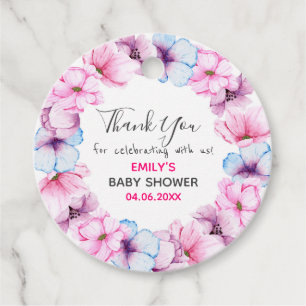 Hübsch Pink Blumenstrauß Dankeschön Kinderdusche Geschenkanhänger