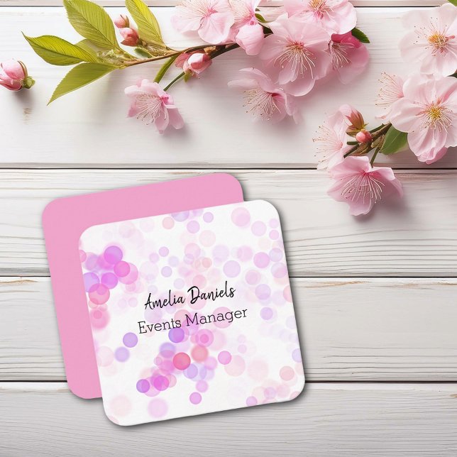 Hübsch Pink Bokeh Light Business Card Quadratische Visitenkarte (Von Creator hochgeladen)