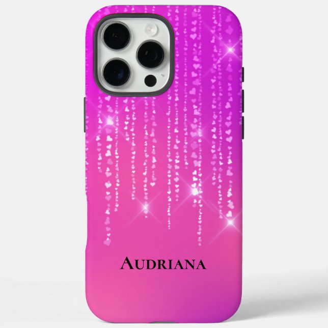 Hübsch Pink Bokeh Sparkle Herz iPhone 16 Pro Max Hülle (Rückseite)