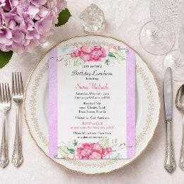 Hübsch Pink Botanical Birthday Luncheon Einladung