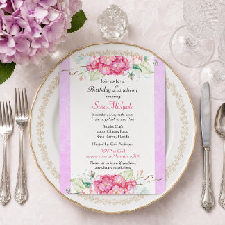 Hübsch Pink Botanical Birthday Luncheon Einladung