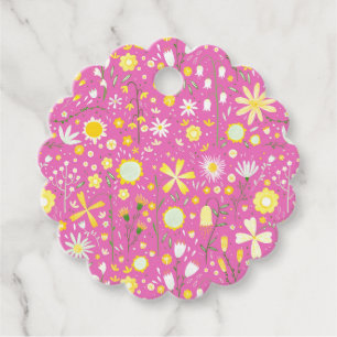 Hübsch Pink Botanische Wildblume Floral Gefälligke Geschenkanhänger