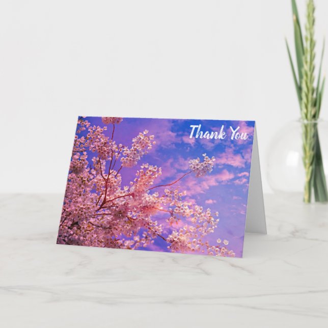 Hübsch Pink Cherry Blossom Vielen Dank Karte (Vorderseite)