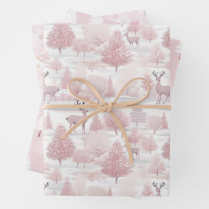 Hübsch Pink Christmas Mix Geschenkpapier Set