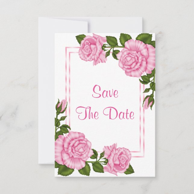 Hübsch Pink Corner Bouquets 70. Save the Date (Vorderseite)