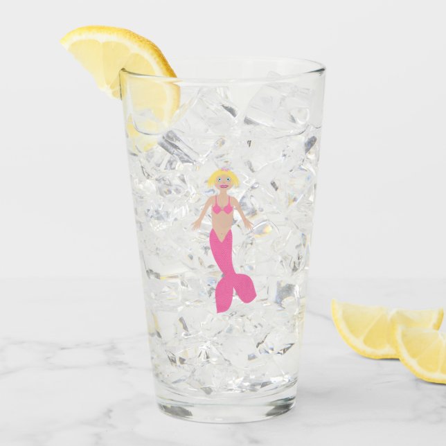 Hübsch Pink Fantasy Mermaid Custom Glas (Vorderseite Ice)