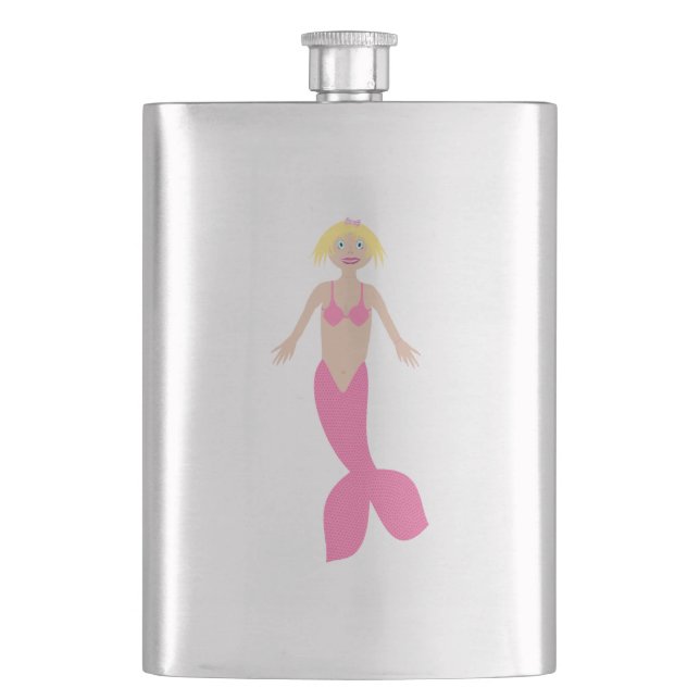 Hübsch Pink Fantasy Mermaid Flachmann (Vorderseite)