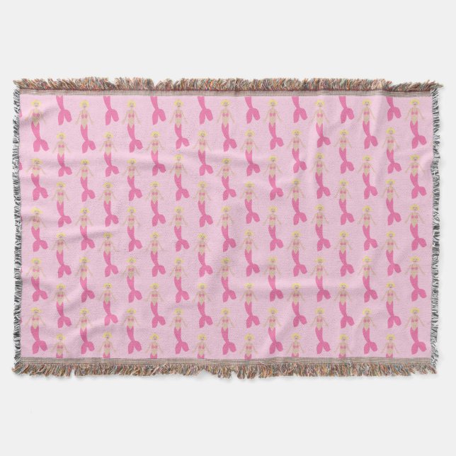 Hübsch Pink Fantasy Mermaid Gemustert Decke (Vorderseite)