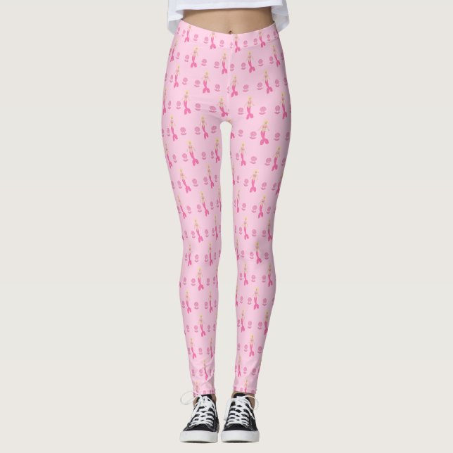 Hübsch Pink Fantasy Mermaid Gemustert Leggings (Vorderseite)
