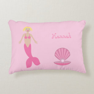 Hübsch Pink Fantasy Mermaid Individuelle Name Dekokissen