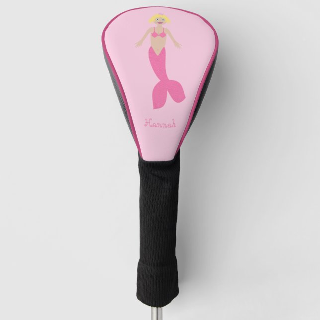 Hübsch Pink Fantasy Mermaid Individuelle Name Golf Headcover (Vorderseite)