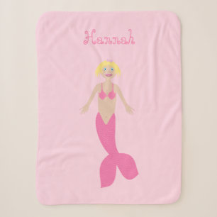 Hübsch Pink Fantasy Mermaid Individuelle Name Sherpadecke